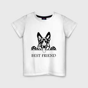 Детская футболка хлопок с принтом ОВЧАРКА BEST FRIEND (Z) в Тюмени, 100% хлопок | круглый вырез горловины, полуприлегающий силуэт, длина до линии бедер | best friend | dog | doggie | doggy | авчарка | друг человека | другу | кинолог | лабрадор | мохнатый | овчарка | пес | пёсель | пёсик | подарок | подруге | собака | собакен | собаки | собачка | собачнику