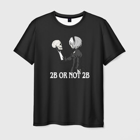 Мужская футболка 3D с принтом 2B в Тюмени, 100% полиэфир | прямой крой, круглый вырез горловины, длина до линии бедер | 2b | 2b nier automata | a2 | nier | nier automata | nier: automata | ниер | ниер автомата | ниир автомата | ньер автомата