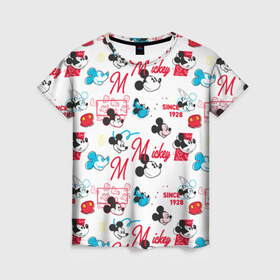Женская футболка 3D с принтом Mickey Mouse, в Тюмени, 100% полиэфир ( синтетическое хлопкоподобное полотно) | прямой крой, круглый вырез горловины, длина до линии бедер | disney | mickey mouse | vdpartat | дисней | маус | мики | микки | микки маус | мышонок микки | паттерн | текстура