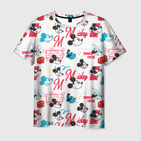 Мужская футболка 3D с принтом Mickey Mouse, в Тюмени, 100% полиэфир | прямой крой, круглый вырез горловины, длина до линии бедер | Тематика изображения на принте: disney | mickey mouse | vdpartat | дисней | маус | мики | микки | микки маус | мышонок микки | паттерн | текстура