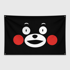 Флаг-баннер с принтом Kumamon в Тюмени, 100% полиэстер | размер 67 х 109 см, плотность ткани — 95 г/м2; по краям флага есть четыре люверса для крепления | fire | for | glory | hell | japan | kumamon | of course | ofc | satan | the | иероглифы | кумамон | медведь | огонь | пожар | сатана | япония