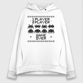 Женское худи Oversize хлопок с принтом player в Тюмени, френч-терри — 70% хлопок, 30% полиэстер. Мягкий теплый начес внутри —100% хлопок | боковые карманы, эластичные манжеты и нижняя кромка, капюшон на магнитной кнопке | old school | retro game | video game | видео игры | ретро игры