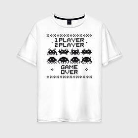 Женская футболка хлопок Oversize с принтом player в Тюмени, 100% хлопок | свободный крой, круглый ворот, спущенный рукав, длина до линии бедер
 | old school | retro game | video game | видео игры | ретро игры