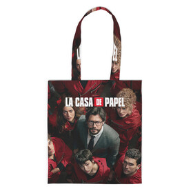 Шоппер 3D с принтом La Casa de Papel (Z) в Тюмени, 100% полиэстер | Плотность: 200 г/м2; Размер: 34×35 см; Высота лямок: 30 см | la casa de papel | netflix | берлин | бумажный дом | лиссабон | профессор | сальва | токио