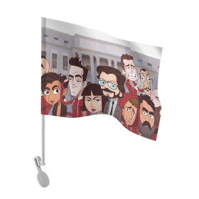 Флаг для автомобиля с принтом La Casa de Papel (Z) в Тюмени, 100% полиэстер | Размер: 30*21 см | la casa de papel | netflix | берлин | бумажный дом | лиссабон | профессор | сальва | токио