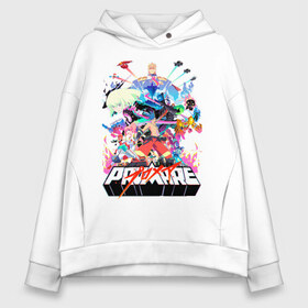 Женское худи Oversize хлопок с принтом PROMARE в Тюмени, френч-терри — 70% хлопок, 30% полиэстер. Мягкий теплый начес внутри —100% хлопок | боковые карманы, эластичные манжеты и нижняя кромка, капюшон на магнитной кнопке | anime | fdpp | fire rеscue | mad burnish | promare | аниме | гало | лио | опалённые | пожарники | пожарные | промар