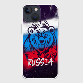 Чехол для iPhone 13 mini с принтом Russia Bear в Тюмени,  |  | 12 июня | bear | marble | russia | грозный медведь | день россии | медведь | мишка | мрамор | мраморная | праздник | россия | страна | триколор | флаг