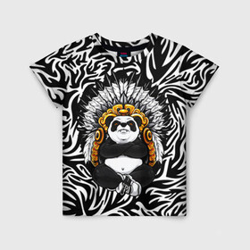 Детская футболка 3D с принтом Мудрая Панда в Тюмени, 100% гипоаллергенный полиэфир | прямой крой, круглый вырез горловины, длина до линии бедер, чуть спущенное плечо, ткань немного тянется | Тематика изображения на принте: brand | kung fu | moda | panda | style | texture | бренд | кунг фу | кунгфу | мода | панденыш | панды | прикольные картинки | смайлы | стикербук | стиль | текстура | фон | эмодзи