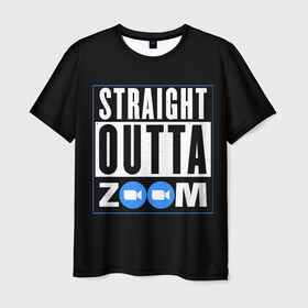 Мужская футболка 3D с принтом ZOOM в Тюмени, 100% полиэфир | прямой крой, круглый вырез горловины, длина до линии бедер | skype | video | zoom | видео | дома | интернет | обучение | приложение | сиди | скайп | университет | школа
