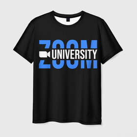 Мужская футболка 3D с принтом ZOOM в Тюмени, 100% полиэфир | прямой крой, круглый вырез горловины, длина до линии бедер | skype | video | zoom | видео | дома | интернет | обучение | приложение | сиди | скайп | университет | школа