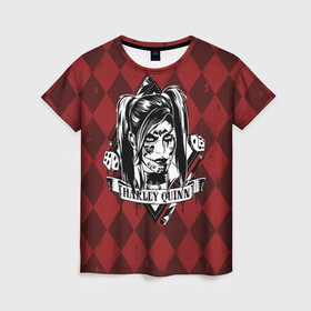 Женская футболка 3D с принтом Harley Quinn в Тюмени, 100% полиэфир ( синтетическое хлопкоподобное полотно) | прямой крой, круглый вырез горловины, длина до линии бедер | batman | batman arkham knight | harley quinn | vdzabma | бэтмен | бэтмен рыцарь аркхема | харли куинн