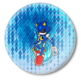 Значок с принтом Metal Sonic в Тюмени,  металл | круглая форма, металлическая застежка в виде булавки | metal sonic | видеоигры | поколения ежик соник | робот | супер ёж