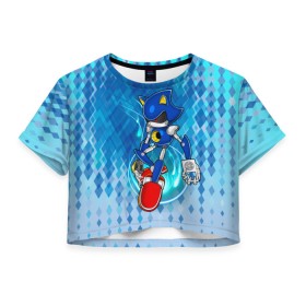 Женская футболка Crop-top 3D с принтом Metal Sonic в Тюмени, 100% полиэстер | круглая горловина, длина футболки до линии талии, рукава с отворотами | metal sonic | видеоигры | поколения ежик соник | робот | супер ёж