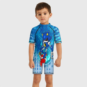 Детский купальный костюм 3D с принтом Metal Sonic в Тюмени, Полиэстер 85%, Спандекс 15% | застежка на молнии на спине | metal sonic | видеоигры | поколения ежик соник | робот | супер ёж