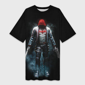 Платье-футболка 3D с принтом Red Hood в Тюмени,  |  | batman | batman arkham knight | red hood | vdzabma | бэтмен | бэтмен рыцарь аркхема | красный колпак