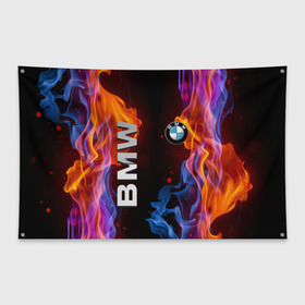 Флаг-баннер с принтом BMW в Тюмени, 100% полиэстер | размер 67 х 109 см, плотность ткани — 95 г/м2; по краям флага есть четыре люверса для крепления | bmw | авто | автомобиль | бмв | логотип | марка | машина | надпись | огонь | пламя | текстура