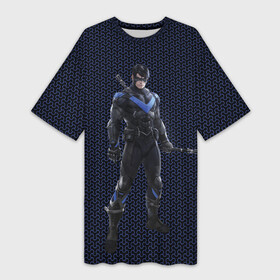 Платье-футболка 3D с принтом Nightwing в Тюмени,  |  | batman | batman arkham knight | nightwing | vdzabma | бэтмен | бэтмен рыцарь аркхема | найтвинг