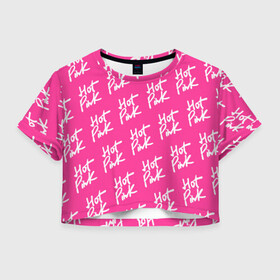 Женская футболка Crop-top 3D с принтом HOT PINK в Тюмени, 100% полиэстер | круглая горловина, длина футболки до линии талии, рукава с отворотами | amala | amalaratna zandile dlamini | doja cat | hot pink | mooo | music | pink | rap | say so | интернет | корова | мем | музыка | мууу | розовый | рэп