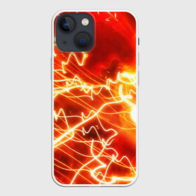 Чехол для iPhone 13 mini с принтом ОГНЕННАЯ МОЛНИЯ в Тюмени,  |  | color | colour | electricity | glim | glow | light | lights | neon | power | shine | молния | напряжение | неоновый | разряд | стихия | ток | удар | электричество