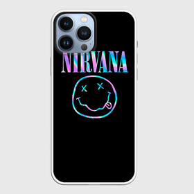 Чехол для iPhone 13 Pro Max с принтом Nirvana(Спина) в Тюмени,  |  | Тематика изображения на принте: nirvana | гитара | голограмма | кобейн | курт | курт кобейн | музыка | неон | нирвана | рок | смайл