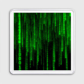 Магнит 55*55 с принтом Матрица код цифры программист в Тюмени, Пластик | Размер: 65*65 мм; Размер печати: 55*55 мм | бинарный код | веб | вирус | всемирная паутина | двоичный код | зеленый | интернет | информация | кибер | код | кодер | кодирование | матрица | наука | олдскул | по | программирование
