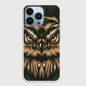 Чехол для iPhone 13 Pro с принтом Хищная сова в Тюмени,  |  | Тематика изображения на принте: adventure | outdoor | глаза | злая | лес | плакат | приключения | природа | птица | сова | хищная