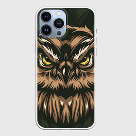 Чехол для iPhone 13 Pro Max с принтом Хищная сова в Тюмени,  |  | Тематика изображения на принте: adventure | outdoor | глаза | злая | лес | плакат | приключения | природа | птица | сова | хищная