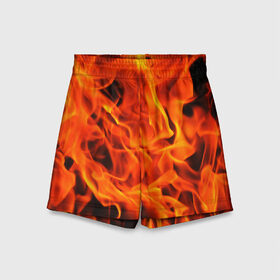 Детские спортивные шорты 3D с принтом ОГОНЬ в Тюмени,  100% полиэстер
 | пояс оформлен широкой мягкой резинкой, ткань тянется
 | fire | в огне | взрыв | огненный | огонь | пожар | текстура