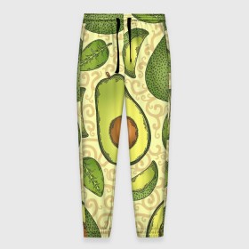 Мужские брюки 3D с принтом Авокадо в Тюмени, 100% полиэстер | манжеты по низу, эластичный пояс регулируется шнурком, по бокам два кармана без застежек, внутренняя часть кармана из мелкой сетки | авокадо | зеленый | лайм | листок