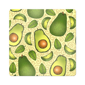 Магнит виниловый Квадрат с принтом Авокадо в Тюмени, полимерный материал с магнитным слоем | размер 9*9 см, закругленные углы | авокадо | зеленый | лайм | листок