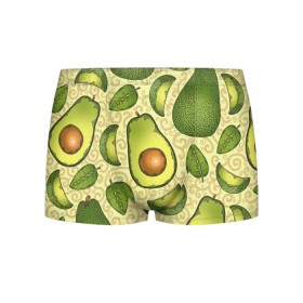 Мужские трусы 3D с принтом Авокадо в Тюмени, 50% хлопок, 50% полиэстер | классическая посадка, на поясе мягкая тканевая резинка | Тематика изображения на принте: авокадо | зеленый | лайм | листок