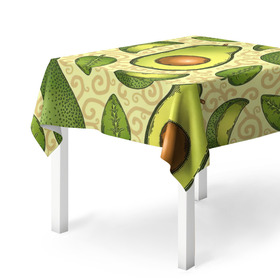 Скатерть 3D с принтом Авокадо в Тюмени, 100% полиэстер (ткань не мнется и не растягивается) | Размер: 150*150 см | Тематика изображения на принте: авокадо | зеленый | лайм | листок
