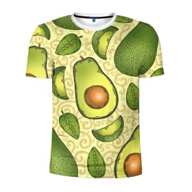 Мужская футболка 3D спортивная с принтом Авокадо в Тюмени, 100% полиэстер с улучшенными характеристиками | приталенный силуэт, круглая горловина, широкие плечи, сужается к линии бедра | Тематика изображения на принте: авокадо | зеленый | лайм | листок