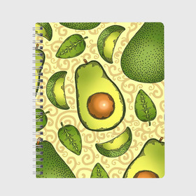 Тетрадь с принтом Авокадо в Тюмени, 100% бумага | 48 листов, плотность листов — 60 г/м2, плотность картонной обложки — 250 г/м2. Листы скреплены сбоку удобной пружинной спиралью. Уголки страниц и обложки скругленные. Цвет линий — светло-серый
 | Тематика изображения на принте: авокадо | зеленый | лайм | листок
