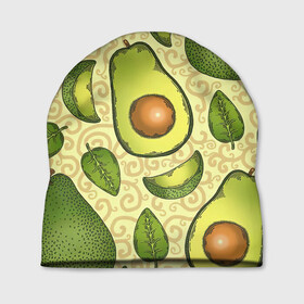Шапка 3D с принтом Авокадо в Тюмени, 100% полиэстер | универсальный размер, печать по всей поверхности изделия | авокадо | зеленый | лайм | листок