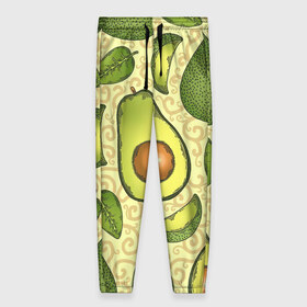 Женские брюки 3D с принтом Авокадо в Тюмени, полиэстер 100% | прямой крой, два кармана без застежек по бокам, с мягкой трикотажной резинкой на поясе и по низу штанин. В поясе для дополнительного комфорта — широкие завязки | авокадо | зеленый | лайм | листок