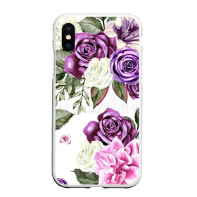 Чехол для iPhone XS Max матовый с принтом Красивые розы в Тюмени, Силикон | Область печати: задняя сторона чехла, без боковых панелей | Тематика изображения на принте: белые розы | белый | необычные | розовый | розы | синие розы | синий | фиолетовые розы | фиолетовый | цветы
