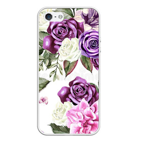 Чехол для iPhone 5/5S матовый с принтом Красивые розы в Тюмени, Силикон | Область печати: задняя сторона чехла, без боковых панелей | Тематика изображения на принте: белые розы | белый | необычные | розовый | розы | синие розы | синий | фиолетовые розы | фиолетовый | цветы