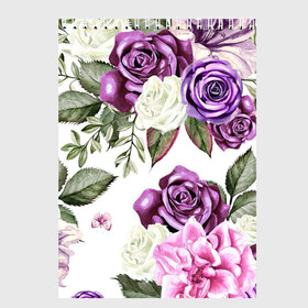 Скетчбук с принтом Красивые розы в Тюмени, 100% бумага
 | 48 листов, плотность листов — 100 г/м2, плотность картонной обложки — 250 г/м2. Листы скреплены сверху удобной пружинной спиралью | белые розы | белый | необычные | розовый | розы | синие розы | синий | фиолетовые розы | фиолетовый | цветы