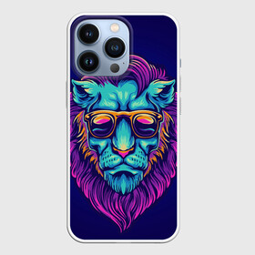 Чехол для iPhone 13 Pro с принтом Неоновый лев в очках в Тюмени,  |  | грива | животные | закат | зверей | кошка | лев | лето | львенок | неоновая | очки | пляж | прайд | разноцветная | солнце | тигр | царь