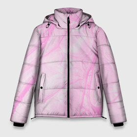 Мужская зимняя куртка 3D с принтом розовые разводы краска зефир в Тюмени, верх — 100% полиэстер; подкладка — 100% полиэстер; утеплитель — 100% полиэстер | длина ниже бедра, свободный силуэт Оверсайз. Есть воротник-стойка, отстегивающийся капюшон и ветрозащитная планка. 

Боковые карманы с листочкой на кнопках и внутренний карман на молнии. | Тематика изображения на принте: абстракция | зефир | краска. разводы | нежный | повседневный | простой | светлый