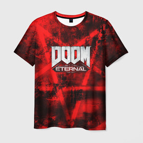 Мужская футболка 3D с принтом Doom Eternal в Тюмени, 100% полиэфир | прямой крой, круглый вырез горловины, длина до линии бедер | Тематика изображения на принте: bethesda softworks | doom eternal | doomguy | id software | демоны | дум этернал | марс | палач рока | этернал