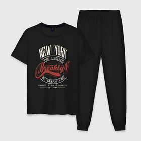 Мужская пижама хлопок с принтом Городские легенды Нью-Йорка в Тюмени, 100% хлопок | брюки и футболка прямого кроя, без карманов, на брюках мягкая резинка на поясе и по низу штанин
 | Тематика изображения на принте: bronx | brooklyn | city | manhattan | new york | queens | retro | staten island | usa | vintage | бронкс | бруклин | винтаж | джерси | квинс | легенды | мантэттен | манхеттен | манхэттэн | нью джерси | нью йорк | остров | ретро | стейтен айленд |