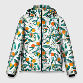 Мужская зимняя куртка 3D с принтом Оранжевое лето в Тюмени, верх — 100% полиэстер; подкладка — 100% полиэстер; утеплитель — 100% полиэстер | длина ниже бедра, свободный силуэт Оверсайз. Есть воротник-стойка, отстегивающийся капюшон и ветрозащитная планка. 

Боковые карманы с листочкой на кнопках и внутренний карман на молнии. | Тематика изображения на принте: summer | апельсины | летние принты | лето | лето 2020 | лимоны | оранжевое лето | персики | пляж | фрукты