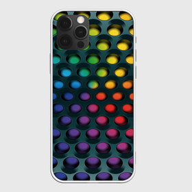 Чехол для iPhone 12 Pro Max с принтом 3Д спектр в Тюмени, Силикон |  | Тематика изображения на принте: горошек | железо | жесть | излучение | иллюзия | круги | лампочки | металл | оболочка | объём | радуга | сияние | соты | сталь | фонари | шарики | шары