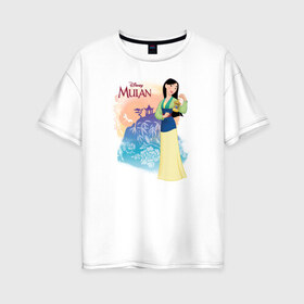 Женская футболка хлопок Oversize с принтом Fa Mulan в Тюмени, 100% хлопок | свободный крой, круглый ворот, спущенный рукав, длина до линии бедер
 | fa mulan | mulan | vdosadir | бэрри кук | дисней | мулан | тони бэнкрофт | фа мулан