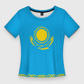 Женская футболка 3D Slim с принтом Казахстан в Тюмени,  |  | kazakhstan | казахстан
