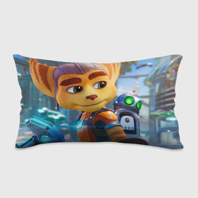 Подушка 3D антистресс с принтом Ratchet & Clank Rift Apart в Тюмени, наволочка — 100% полиэстер, наполнитель — вспененный полистирол | состоит из подушки и наволочки на молнии | ratchet  clank rift apart | игра | персонаж | рисунок