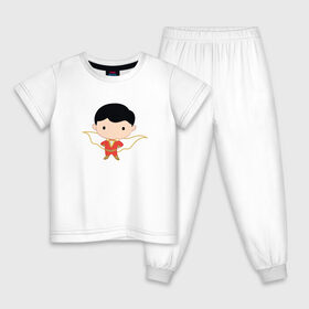 Детская пижама хлопок с принтом Маленький Шазам в Тюмени, 100% хлопок |  брюки и футболка прямого кроя, без карманов, на брюках мягкая резинка на поясе и по низу штанин
 | dc | shazam | vdsvar | warner bros. | билли бэтсон | супергерой | шазам