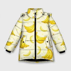 Зимняя куртка для девочек 3D с принтом Банана в Тюмени, ткань верха — 100% полиэстер; подклад — 100% полиэстер, утеплитель — 100% полиэстер. | длина ниже бедра, удлиненная спинка, воротник стойка и отстегивающийся капюшон. Есть боковые карманы с листочкой на кнопках, утяжки по низу изделия и внутренний карман на молнии. 

Предусмотрены светоотражающий принт на спинке, радужный светоотражающий элемент на пуллере молнии и на резинке для утяжки. | pattern | textures | tnt | абстракция | бананабум | бананы | ветки | взрыв | геометрия | градиент | дождь | заливка | обезьяна | паттерны | пиксели | пикси | продукты | текстура | текстуры | тнт | фигуры | фон